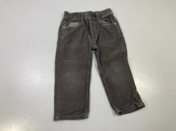Pantalon gris foncé velours côtelé, moins cher chez Petit Kiwi