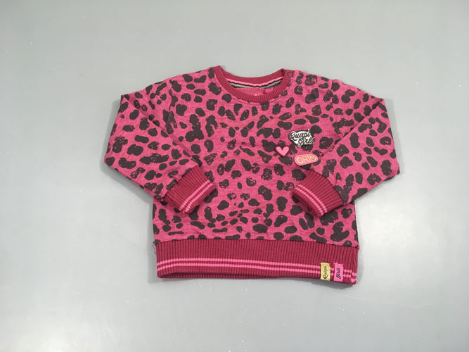 Sweat rose motifs léopard Quapi, moins cher chez Petit Kiwi