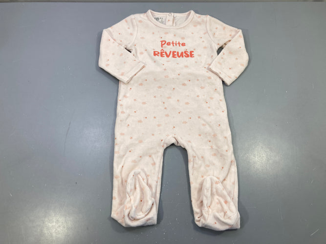Pyjama velours rose pâle petite rêveuse, moins cher chez Petit Kiwi