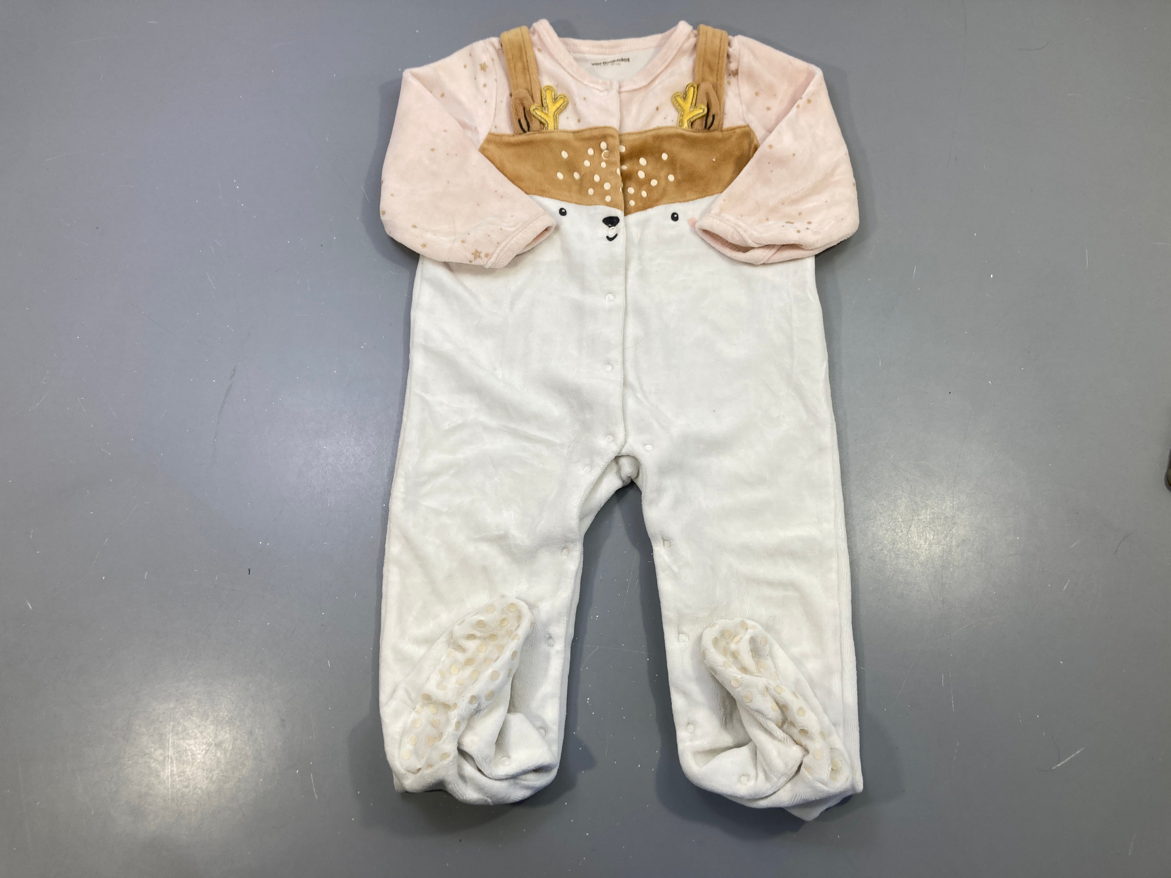 Pyjama velours rose pâle renne