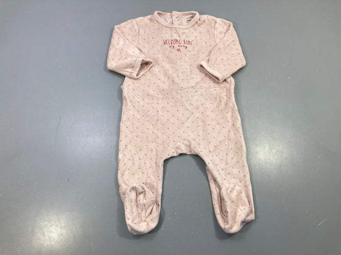 Pyjama velours rose pois welcome home, moins cher chez Petit Kiwi