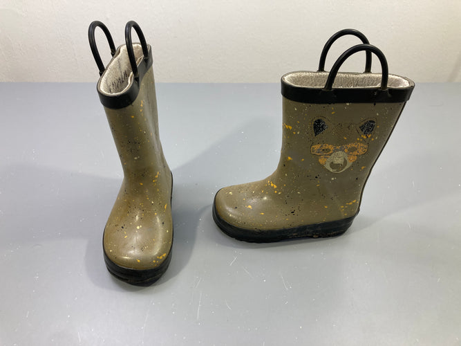 Bottes de pluie kaki ours usées, à relaver, 24, moins cher chez Petit Kiwi
