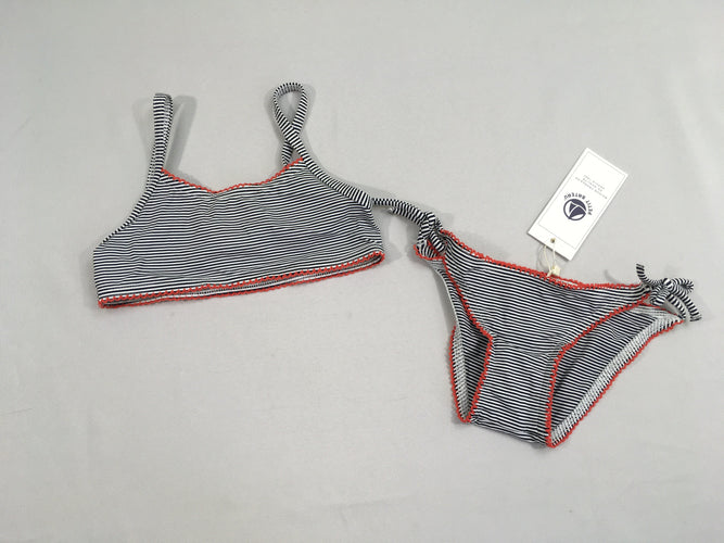 NEUF bikini bleu foncé rayé blanc (prix neuf 39,90€), moins cher chez Petit Kiwi
