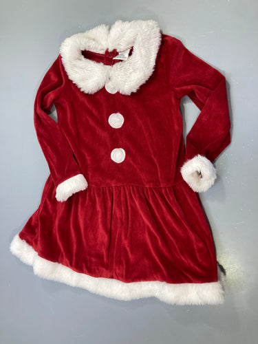 Robe m.l velours rouge Noël fausse fourrure, moins cher chez Petit Kiwi