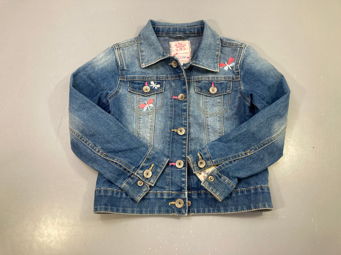 Veste en jean papillons brodés, moins cher chez Petit Kiwi