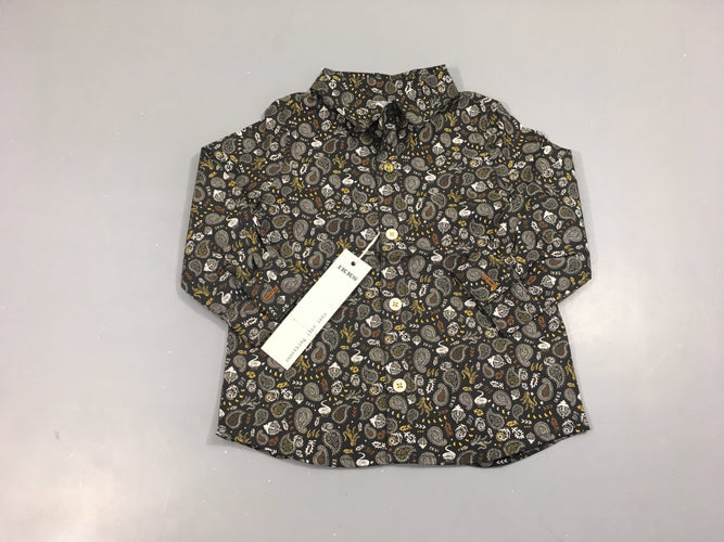NEUF chemise ml noire motifs cachemire, moins cher chez Petit Kiwi