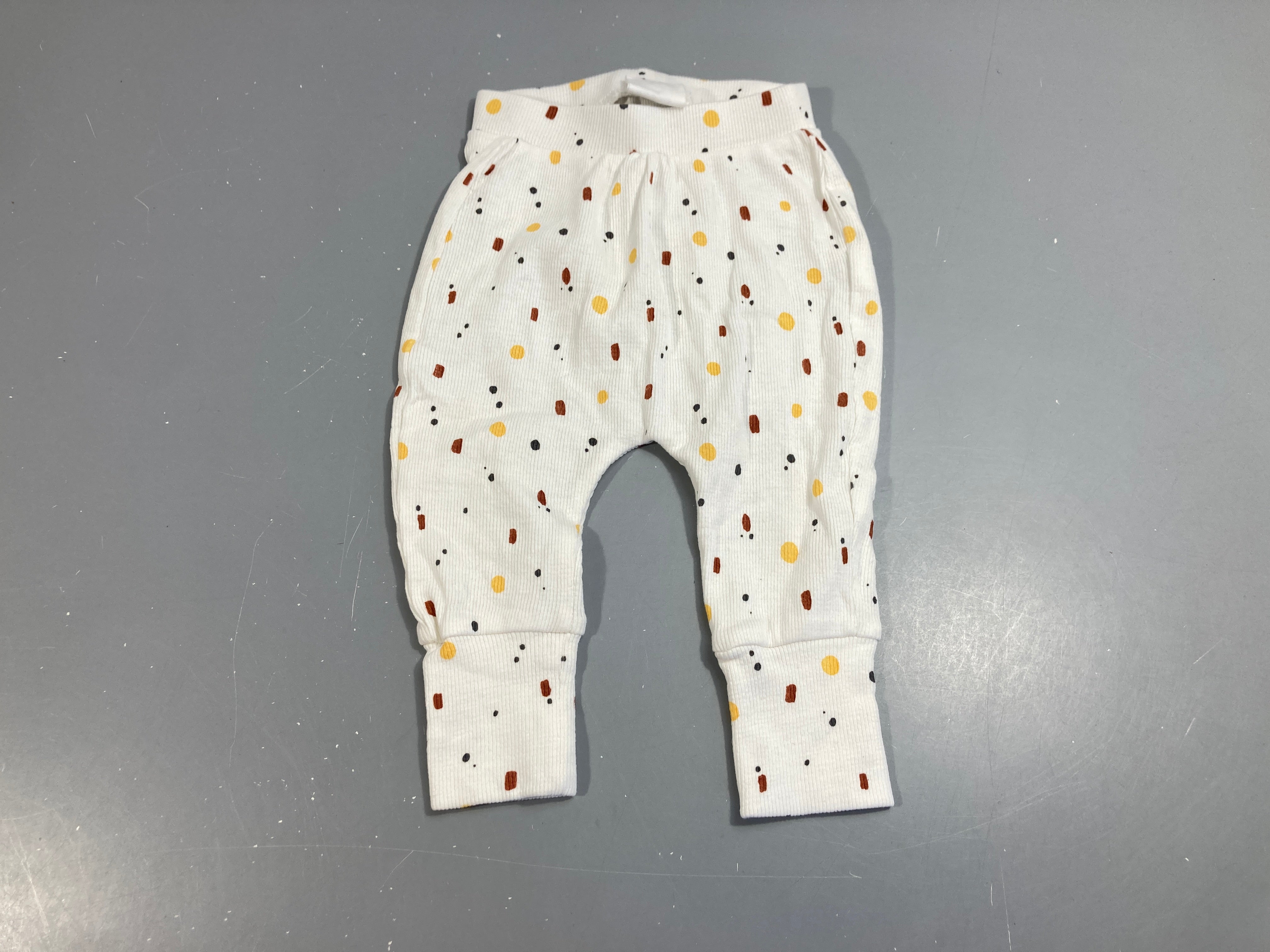 Legging jersey blanc pois jaune/brun
