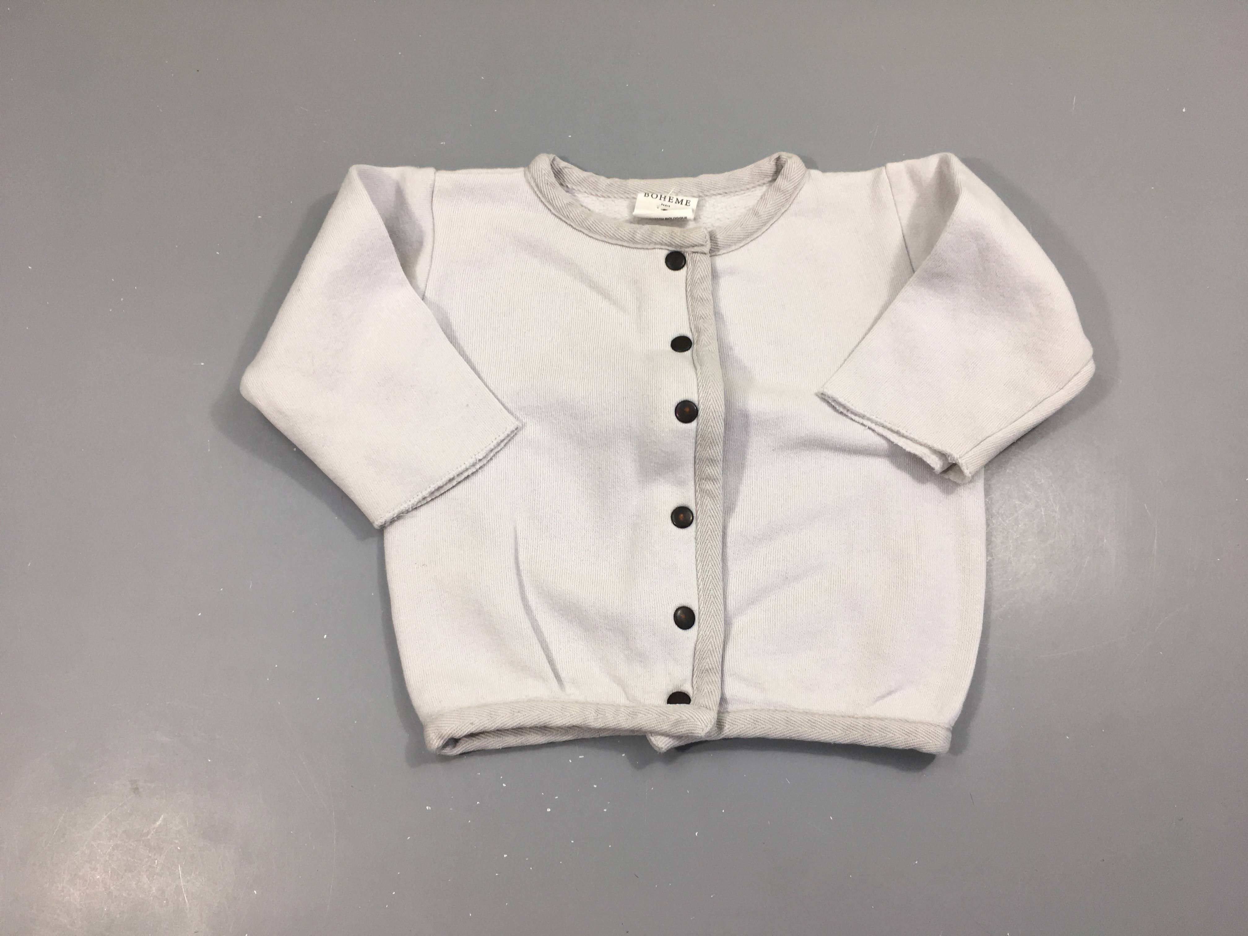 Gilet molleton gris clair pressions studio bohème