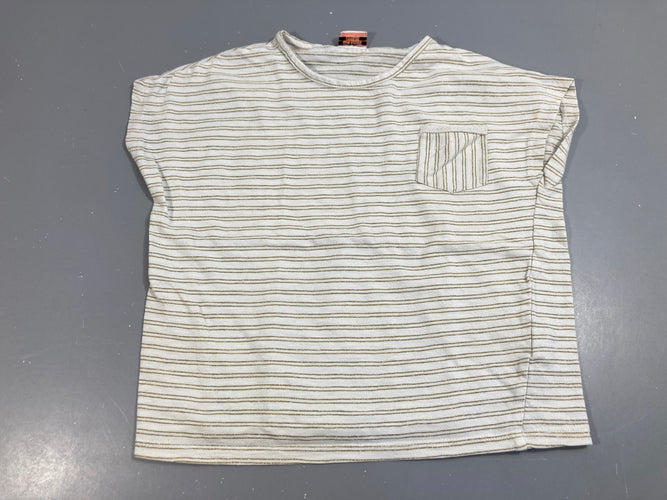 T-shirt m.c blanc lignes dorées, moins cher chez Petit Kiwi
