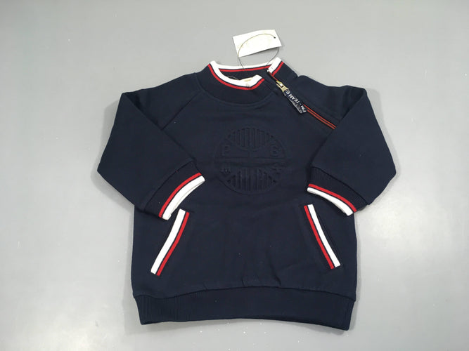 NEUF Sweat bleu marine enbossé 64 zip col montant Picco Mini, moins cher chez Petit Kiwi