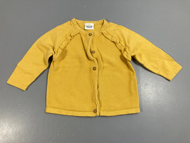 Gilet coton moutarde, moins cher chez Petit Kiwi