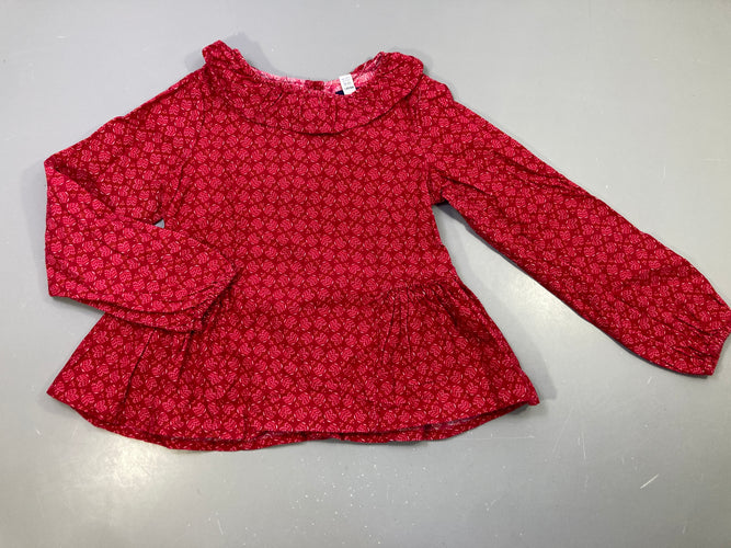 Chemisier velours rose col motifs, moins cher chez Petit Kiwi