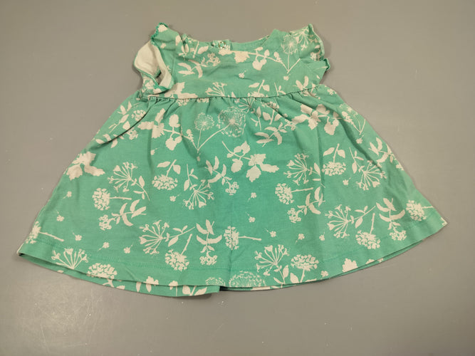 Robe m.c turquoise à fleurs blanches, moins cher chez Petit Kiwi