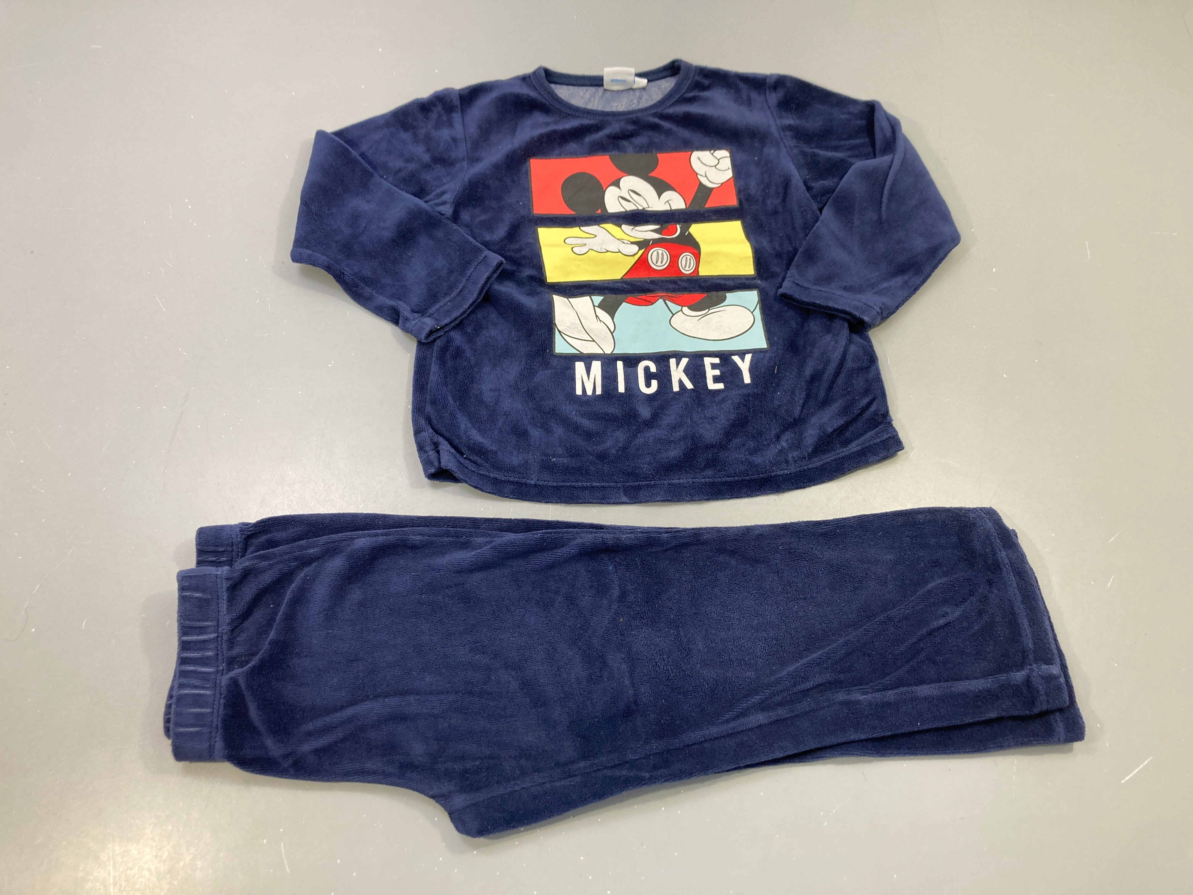 Pyjama 2pcs velours  bleu marine Mickey