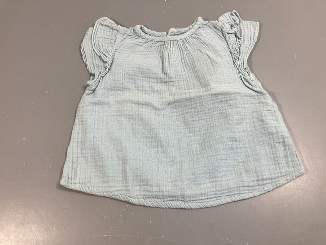 Blouse s.m volants bleu clair, moins cher chez Petit Kiwi