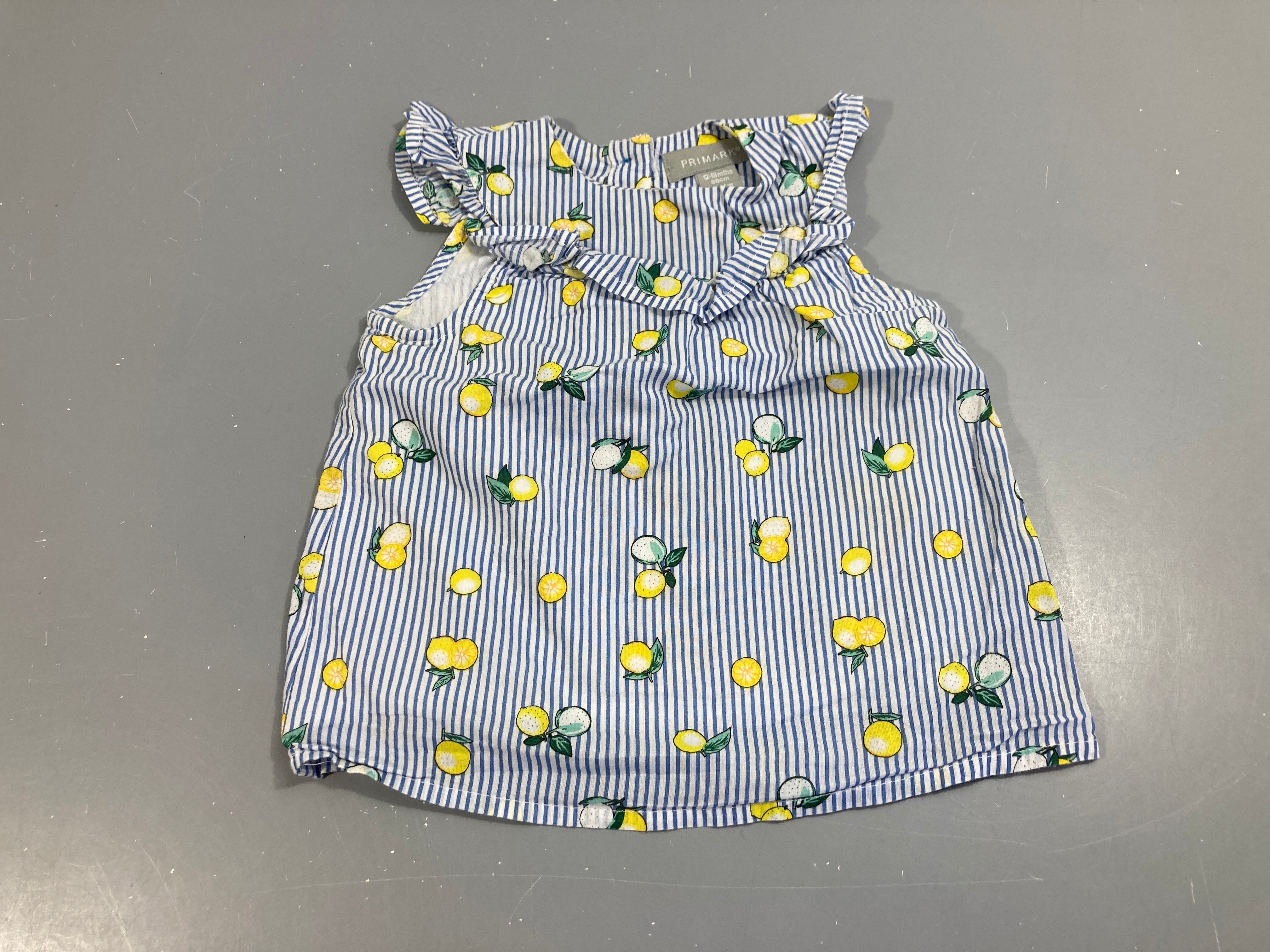 Blouse s.m lignes bleu/blanc , citrons
