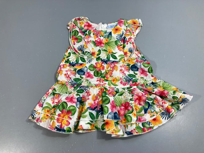 Robe  s.m tissu fleuri menthe, moins cher chez Petit Kiwi