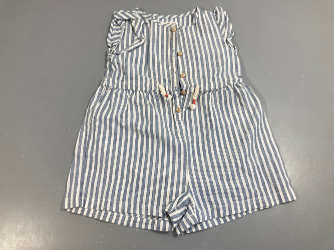Combishort s.m tissu ligné bleu et blanc, moins cher chez Petit Kiwi