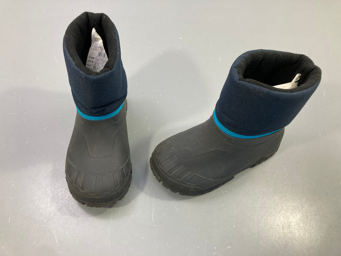 Bottes de neige noir et bleu marine, liseré bleu , " Queschua" -26-27, moins cher chez Petit Kiwi