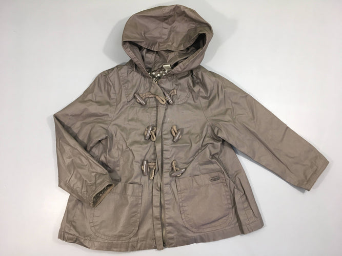 Veste enduite à capuche taupe, moins cher chez Petit Kiwi