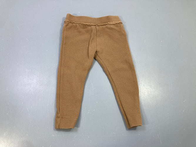 Legging gauffré marron/ camel, moins cher chez Petit Kiwi