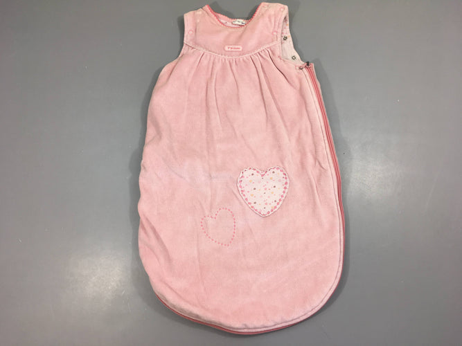 Sac de couchage s.m velours rose p'tit bisou coeurs, moins cher chez Petit Kiwi