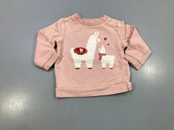Sweat rose clair , petit et grand lamas, moins cher chez Petit Kiwi