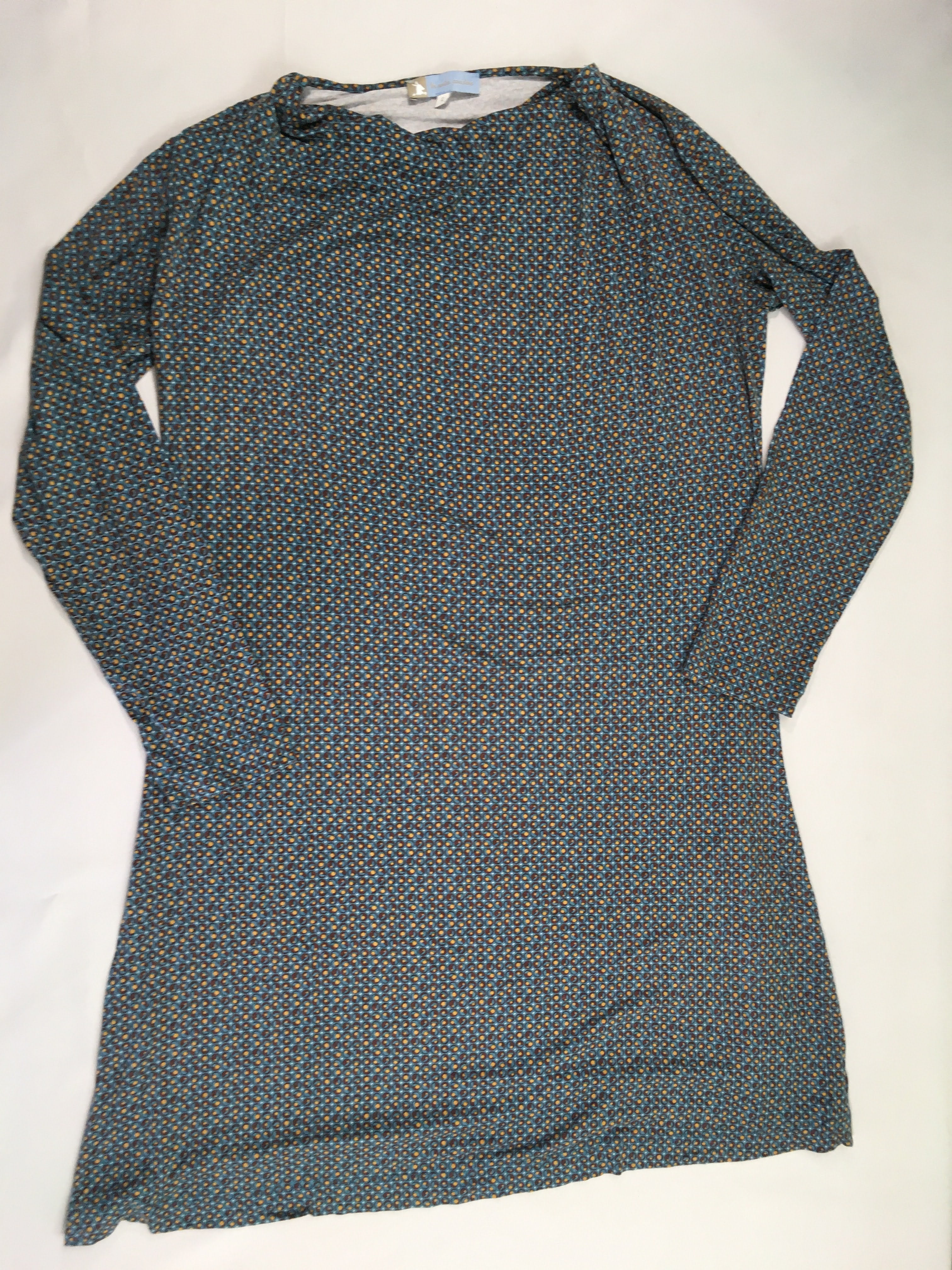 Robe m.l jersey bleu motifs, Un ventre pour deux