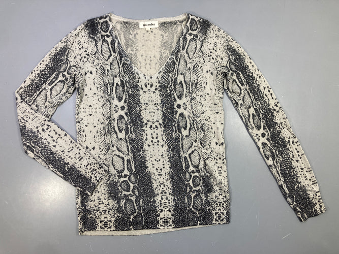 Pull léger gris effet léopard fil metlisé argenté Grain de Malice, moins cher chez Petit Kiwi
