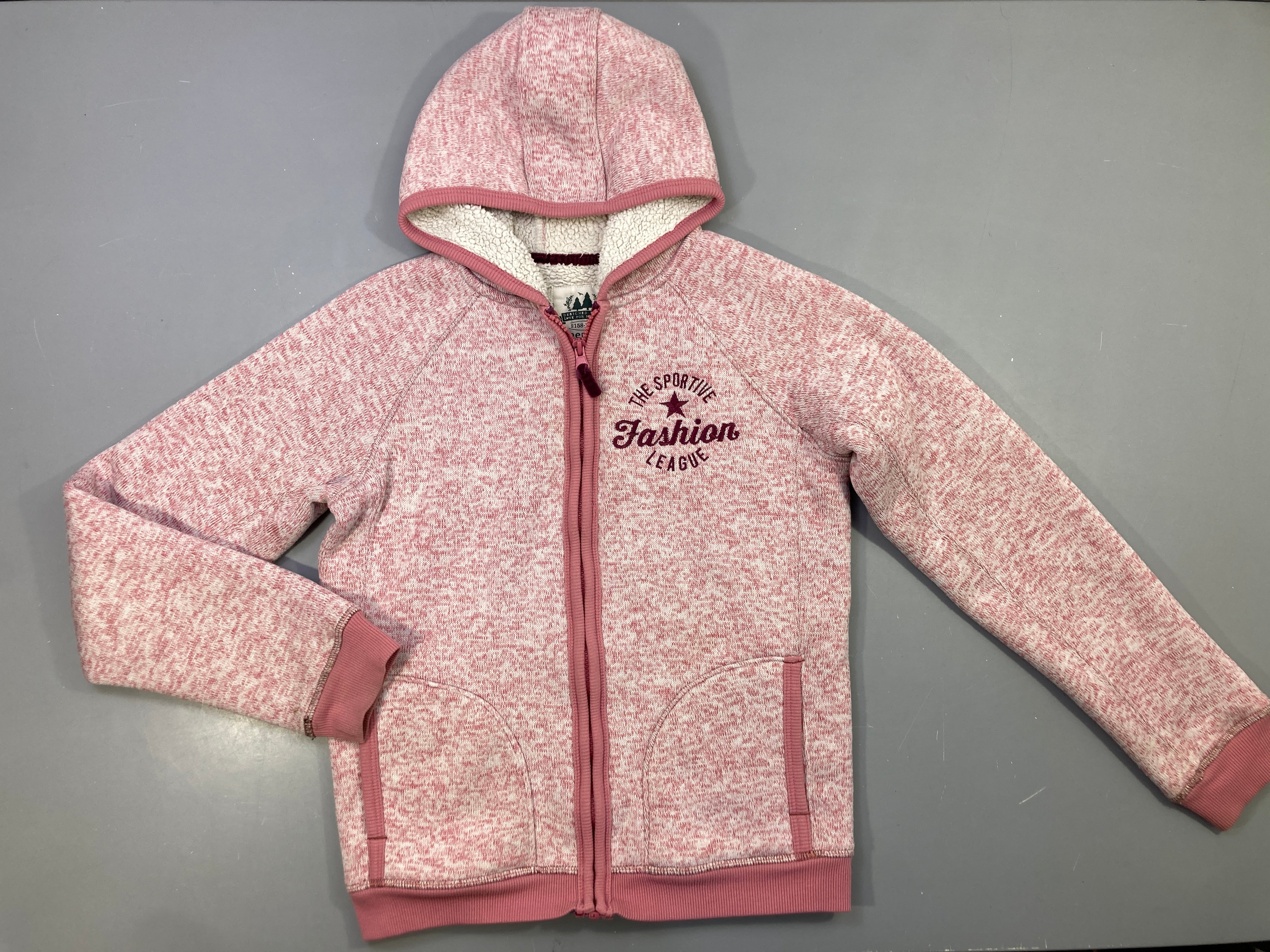 Gilet chaud rose chiné doublé Sherpa Fashion-Petite tache bas manche droite