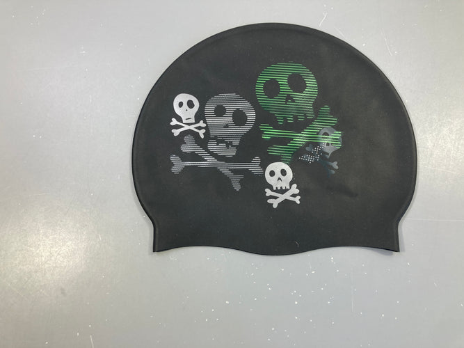 Bonnet de bain silicone noir pirate Nabaiji, moins cher chez Petit Kiwi