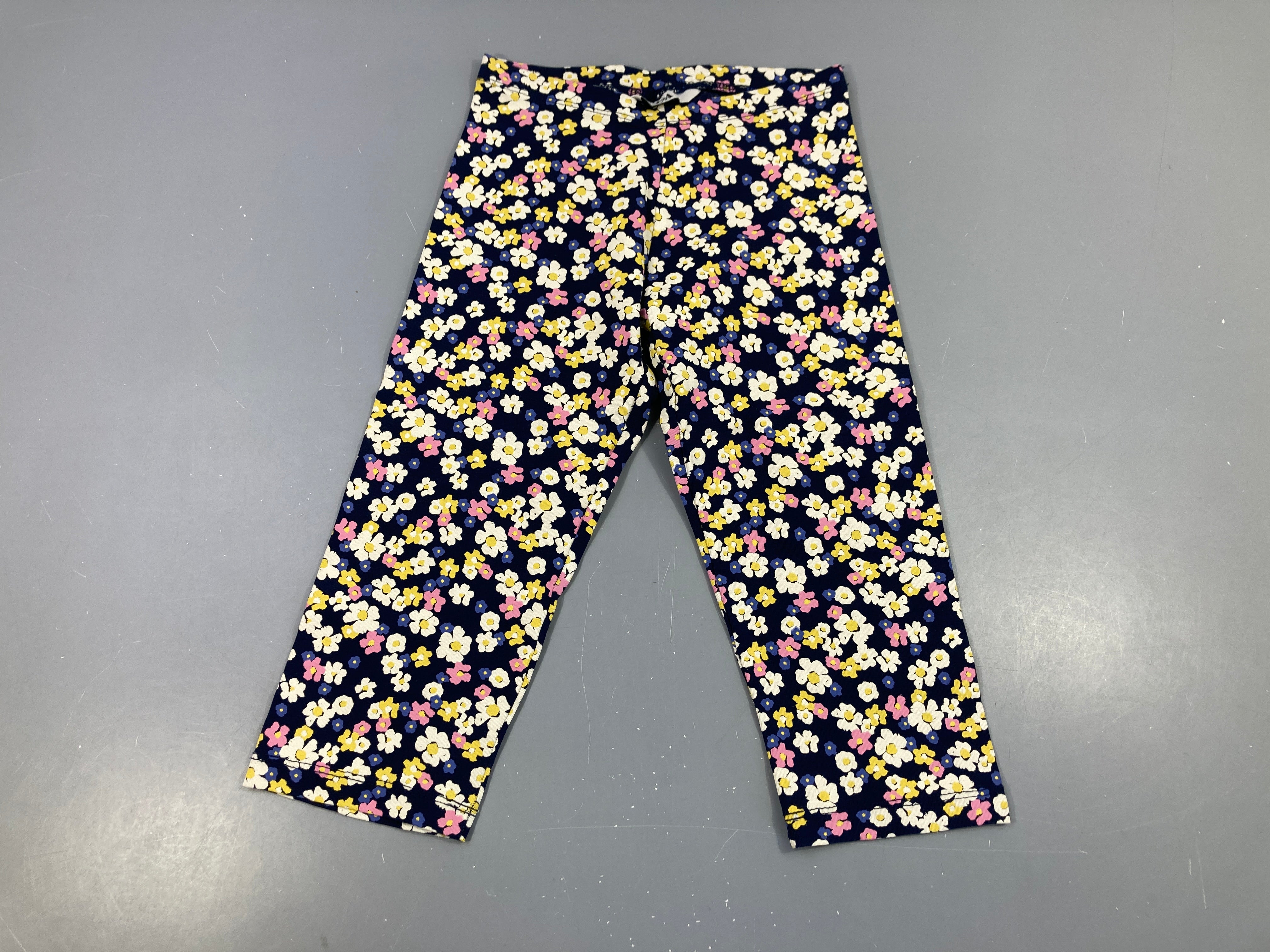 Legging 3/4 bleu foncé fleuri