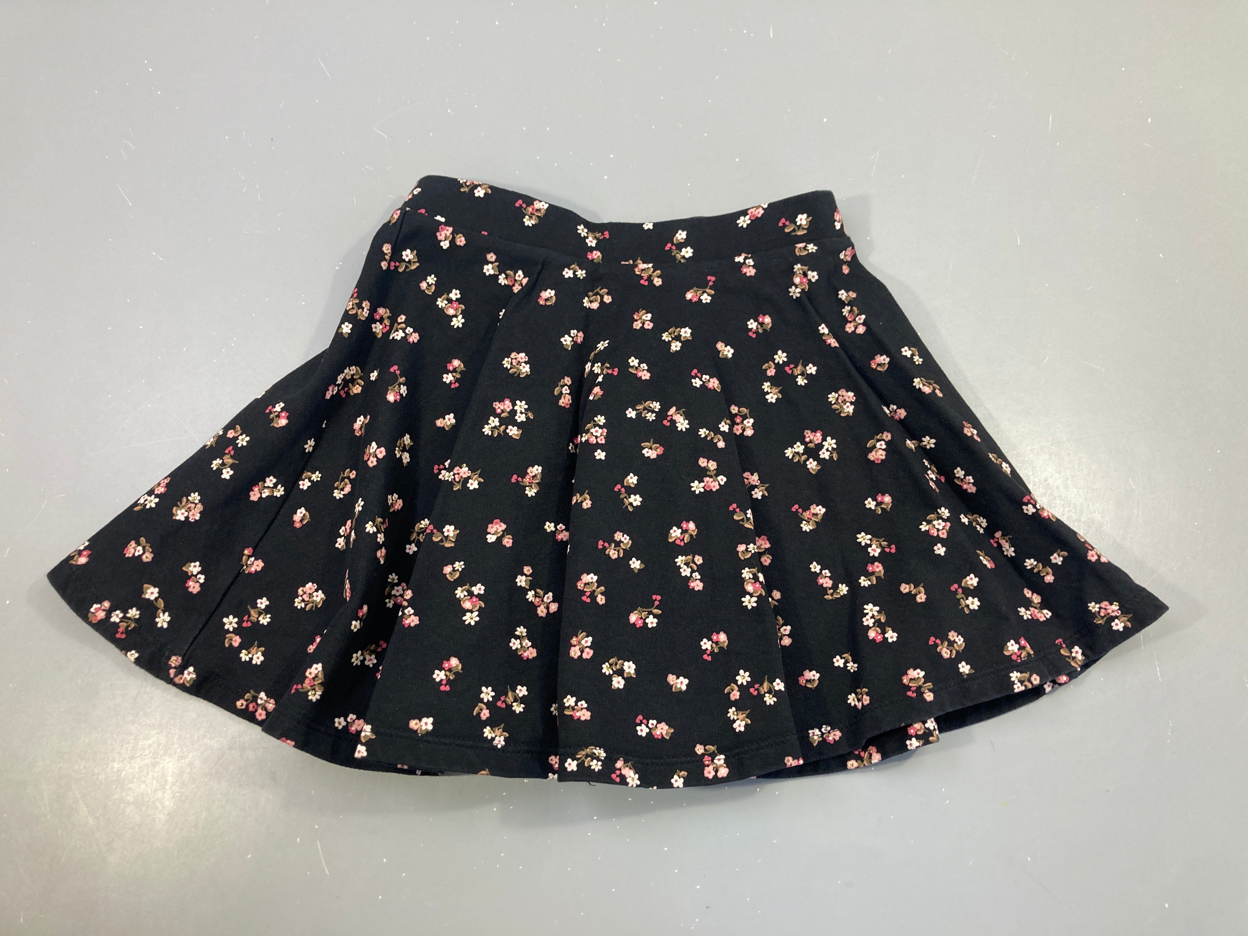 Jupe jersey noire fleurie