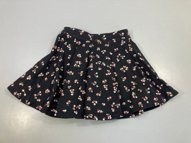 Jupe jersey noire fleurie, moins cher chez Petit Kiwi