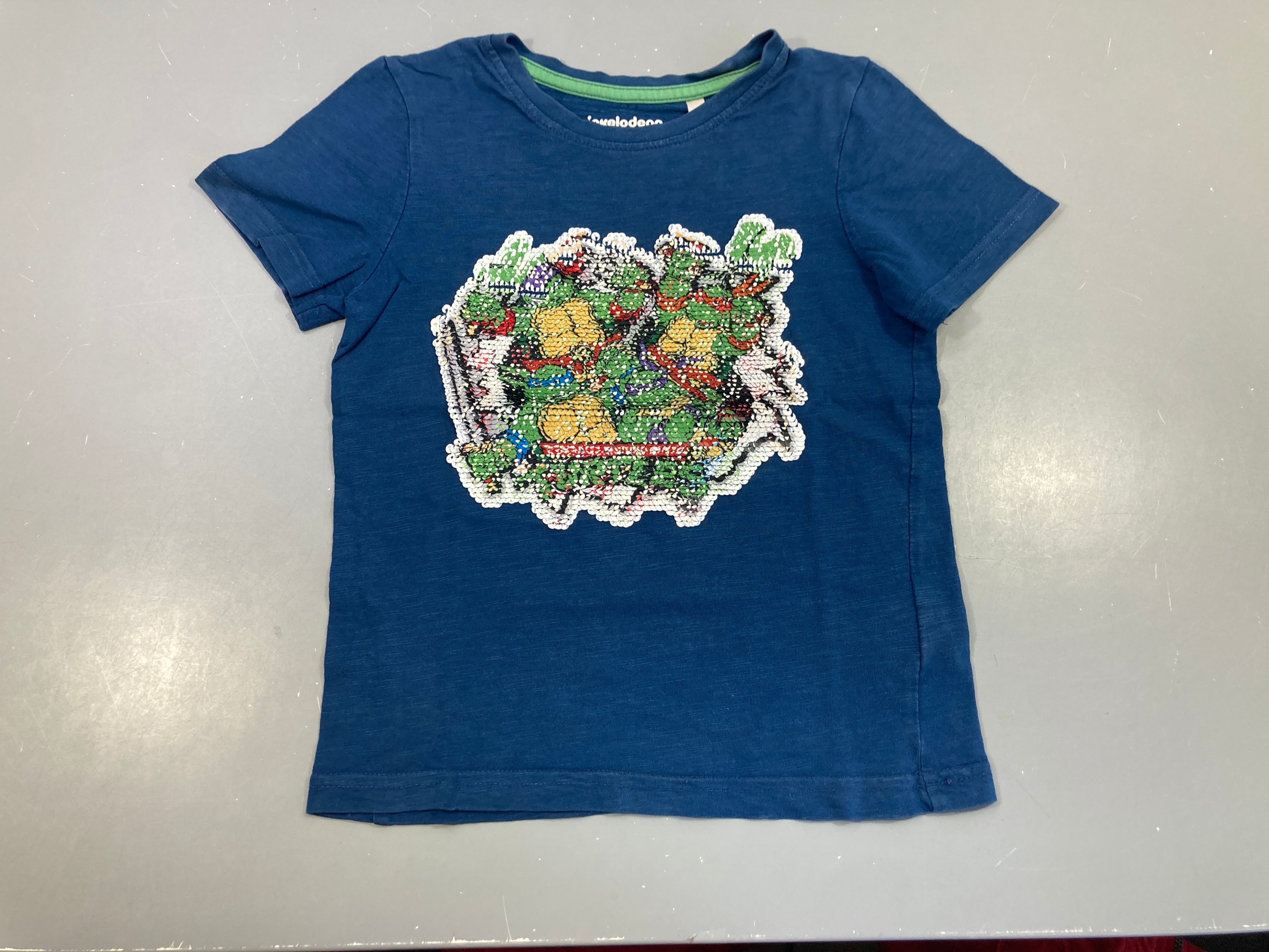 T-shirt m.c bleu foncé tortues ninja sequins réversibles