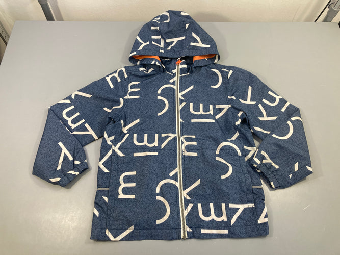 Veste zippée légère bleue lettres à capuche amovible, moins cher chez Petit Kiwi