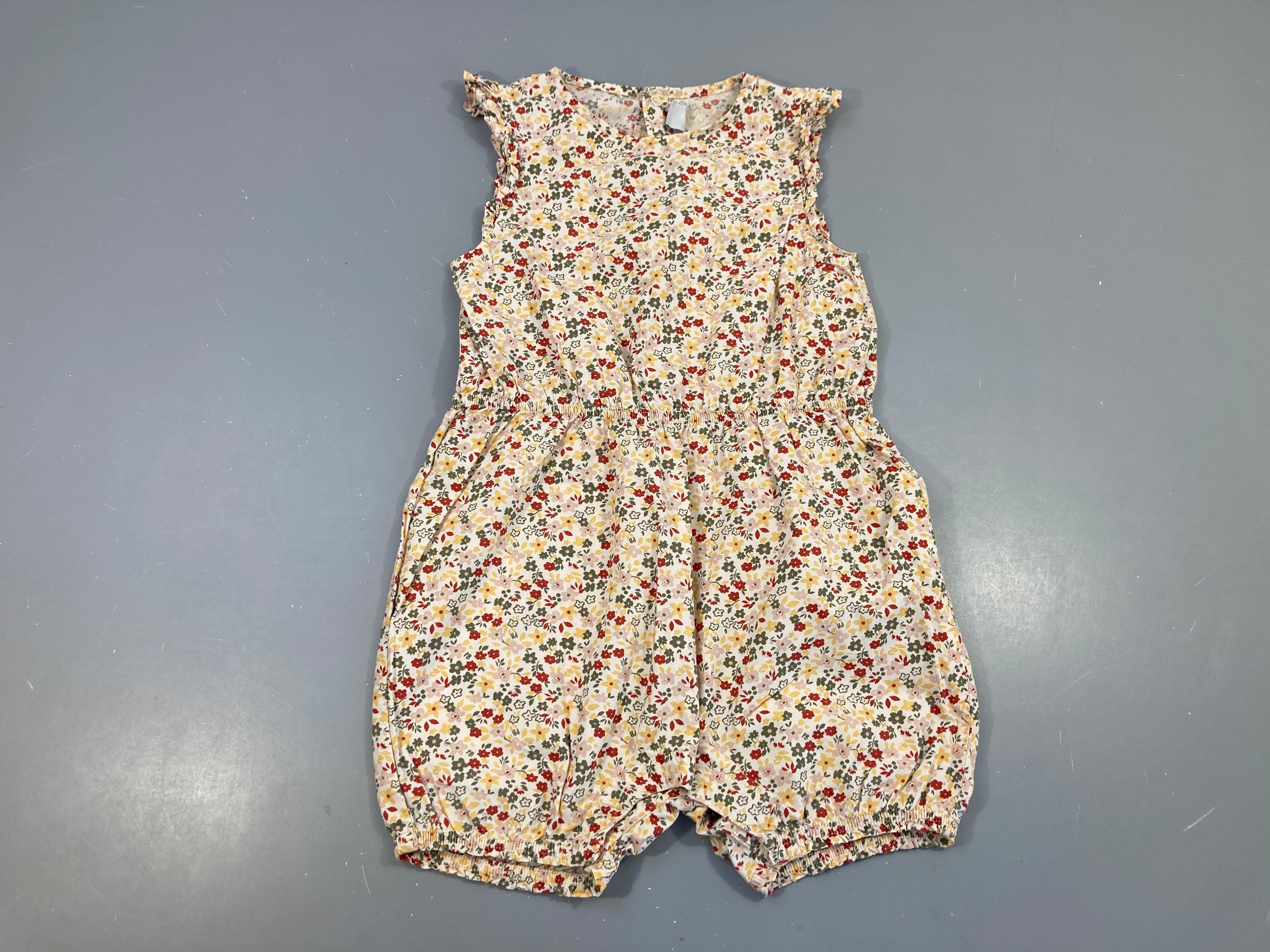 Combishort s.m fleurie kaki/jaune/terra cotta
