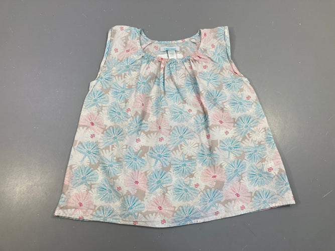Blouse m.c blanche feurs bleu/gris/rose, moins cher chez Petit Kiwi