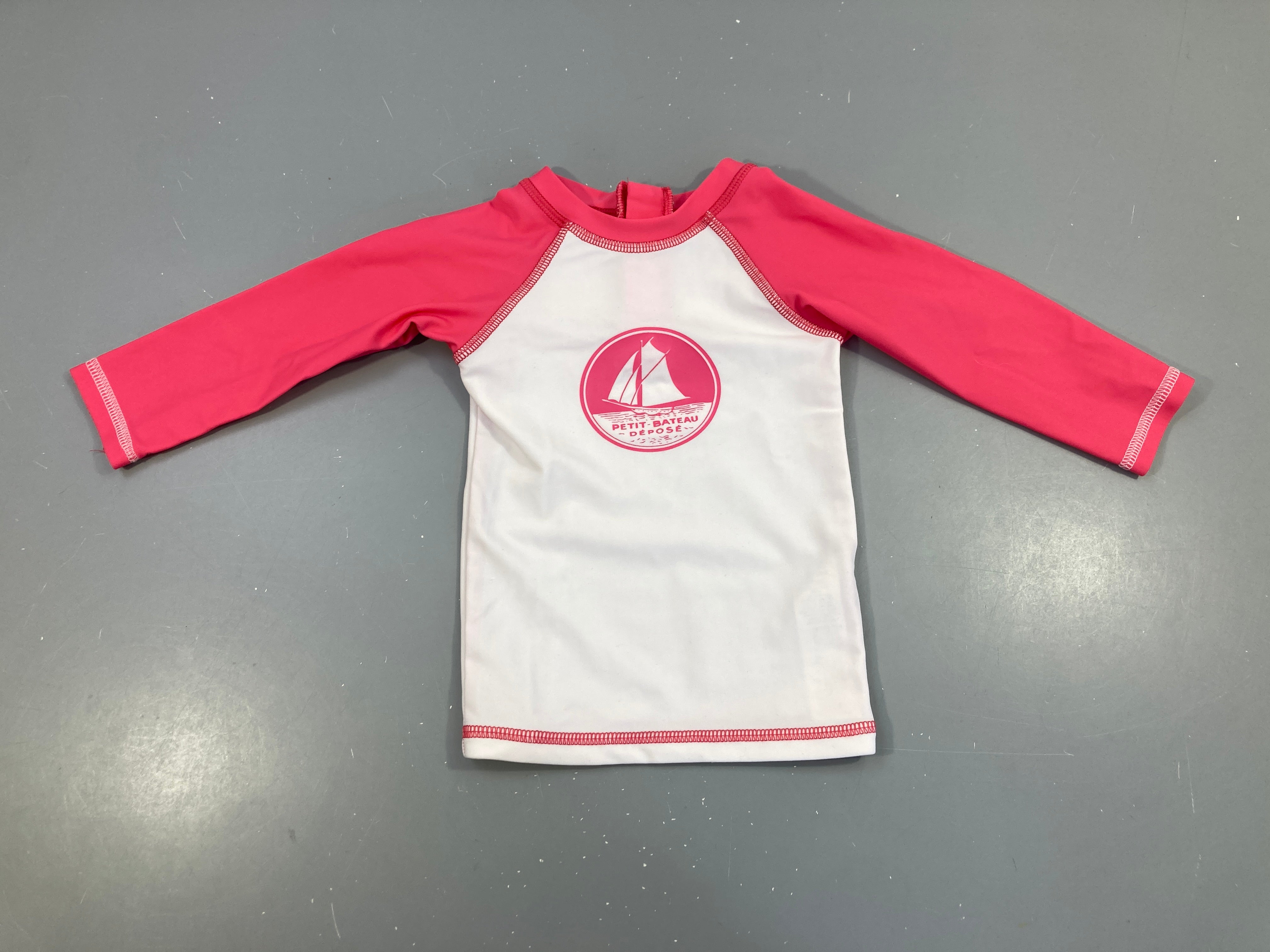 T-shirt anti-uv blanc/rose petit bateau