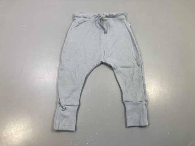 Pantalon gris bleu uni, cordon à la taille, chevilles à revers Merino SuperLove, moins cher chez Petit Kiwi