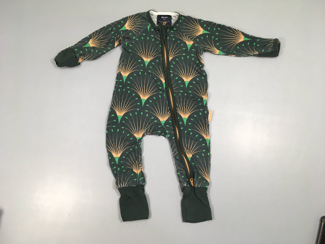 Pyjama jersey vert foncé feuillage Zipster, moins cher chez Petit Kiwi