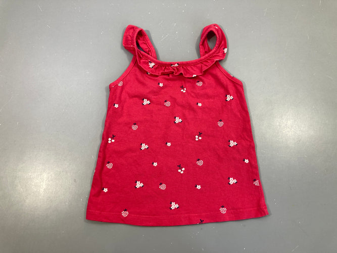 T-shirt fines bretelles rose fleurs/fruits, moins cher chez Petit Kiwi