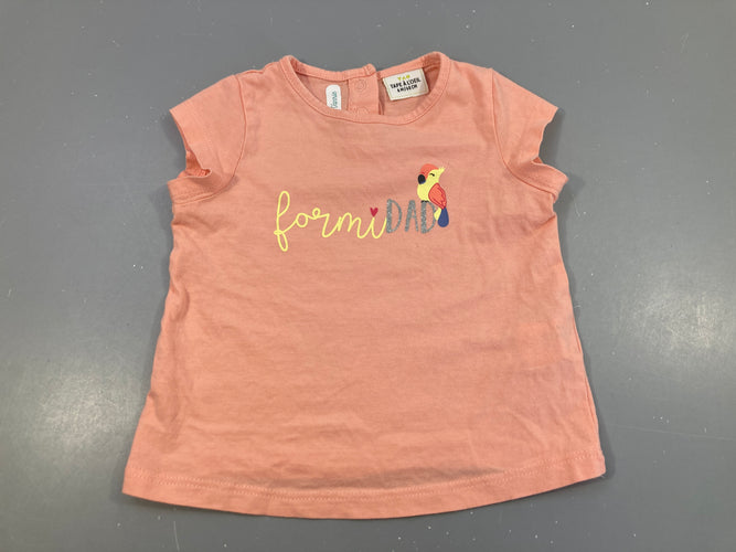 T-shirt m.c saumon formidad perroquet, moins cher chez Petit Kiwi