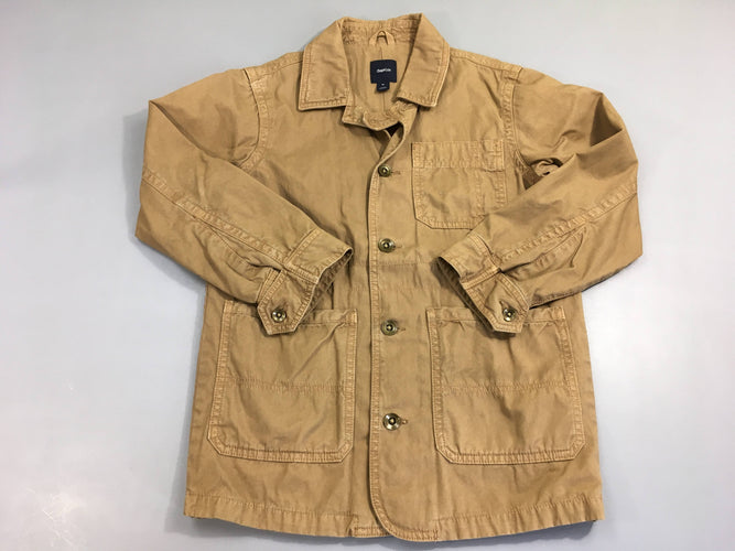 Veste toile brune, doublure boulochée, petite tâche à l'avant 8-9a, moins cher chez Petit Kiwi