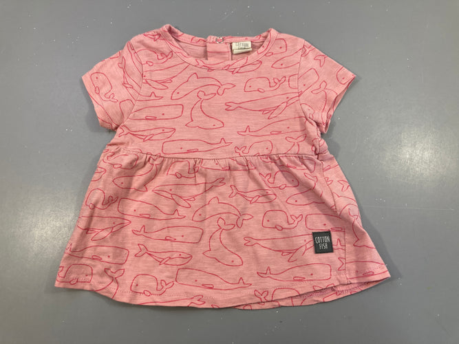T-shirt m.c rose poissons, moins cher chez Petit Kiwi