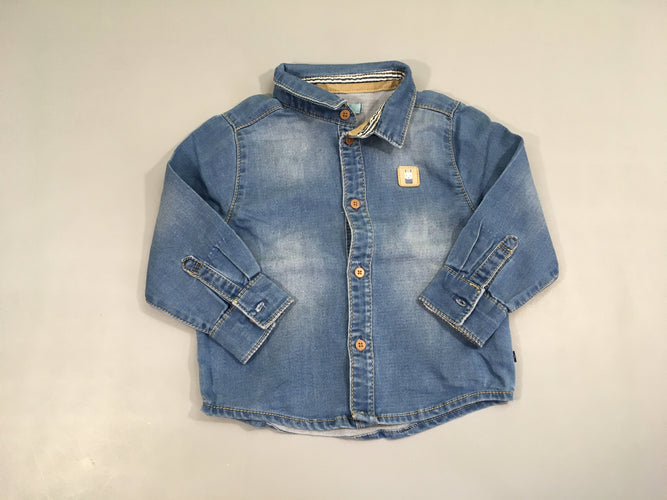 Chemise m.l denim lapin cadre, moins cher chez Petit Kiwi