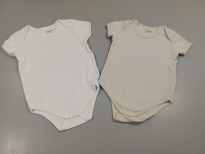 Lot de 2 bodies m.c ,1 blanc et 1 beige clair, moins cher chez Petit Kiwi