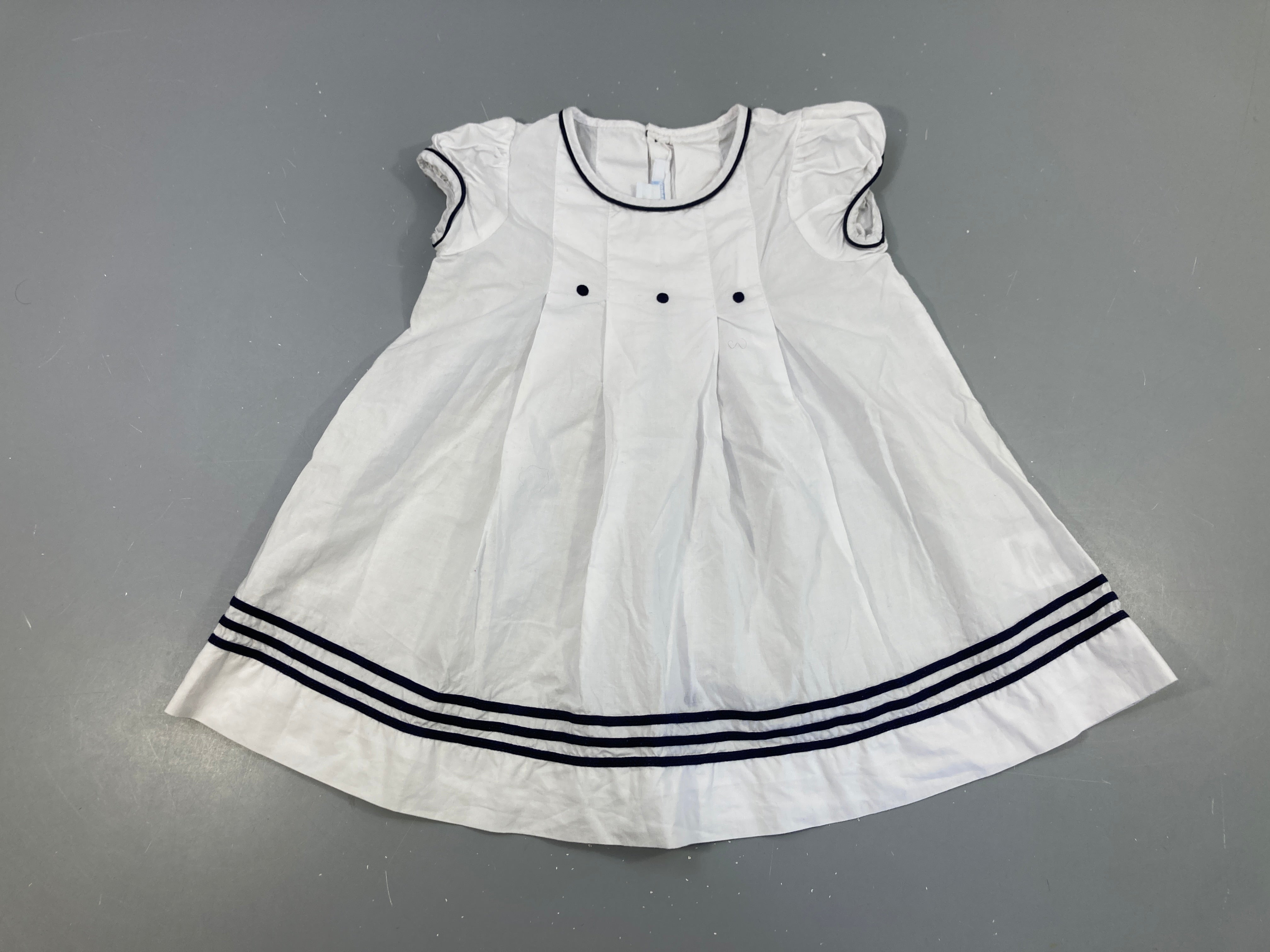 Robe m.c blanche rayurés bleu foncé
