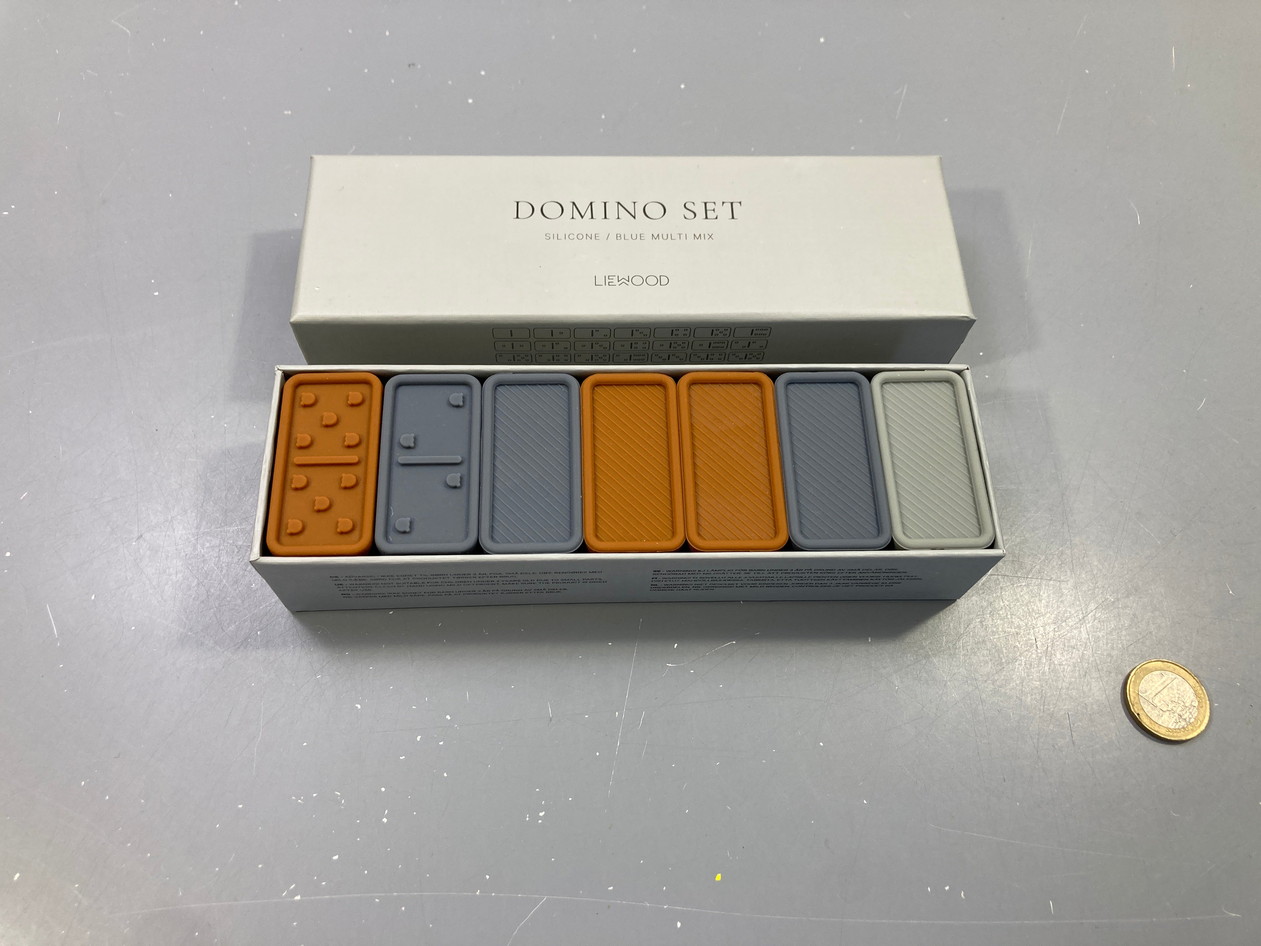 Jeu de dominos en silicone bleu multi mix, Liewood - complet