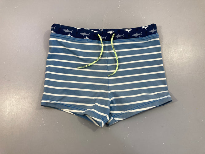 Maillot boxer rayé bleu requins, moins cher chez Petit Kiwi